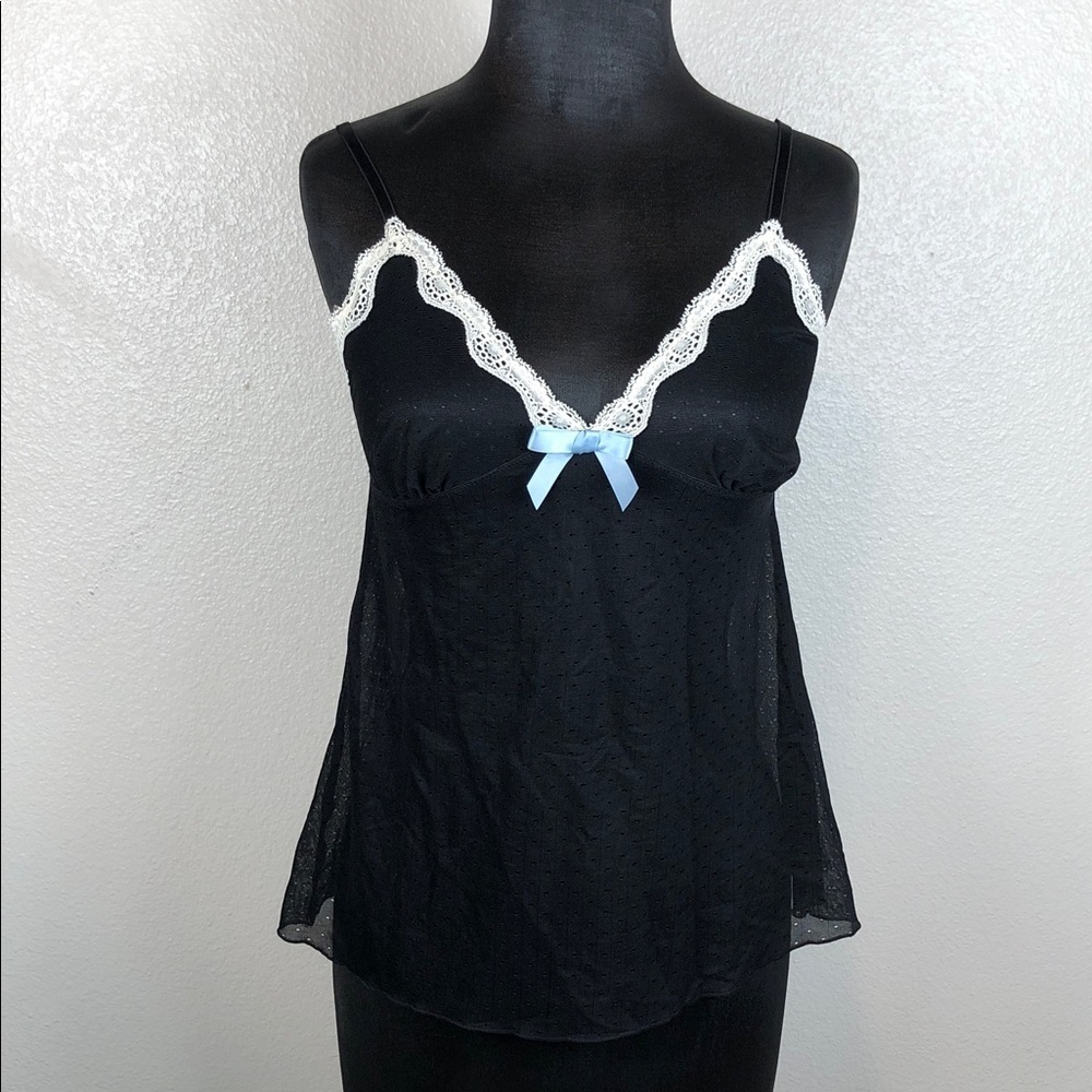 Gap Body Cami Top Black Sheer Lace Babydoll Size Medium